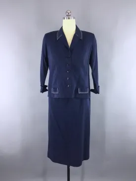 1950s Vintage Women's Navy Blue Suit by Tween Craft