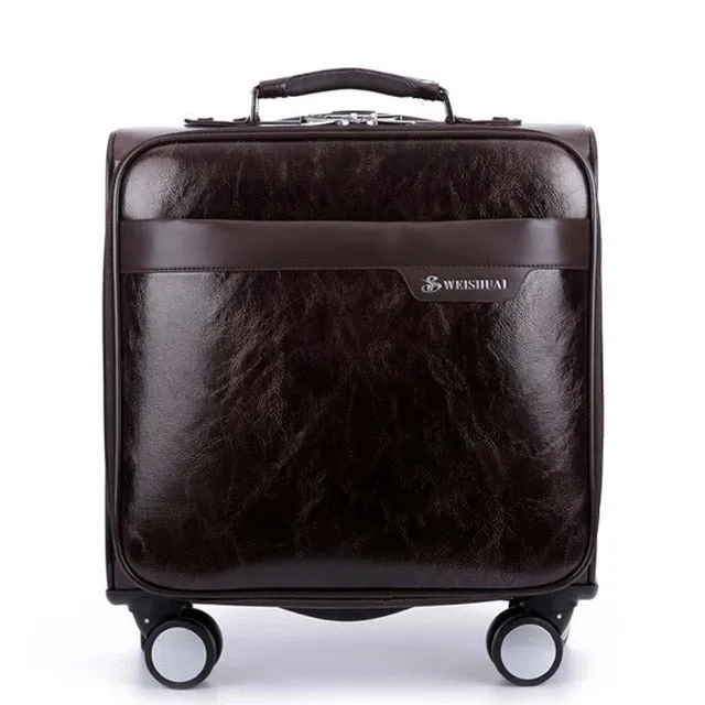 16 Inch Business Casual Men'S Board Chassis Trolley Suitcase Caster Oil Skin Lockbox Rolling