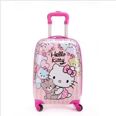 16 Inch Kid'S Lovely Travel Luggage, Children Hello Kitty Trolley Luggage With Universal Wheel,