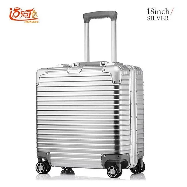 18 Inch Trolley Alluminio Maleta De Cabina Busy Board Aluminium Rolling Luggage Aluminium Suitcases