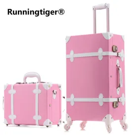 20''22''24''26'' Pu Leather Vintage Rolling Luggage Trolley Travel Bag Retro  Suitcase With Spinner