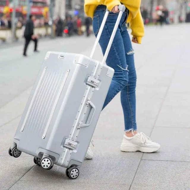 20'24'26'29' Aluminum Frame Mala De Viagem Tsa Suitcase On Wheel Rolling Luggage Valise Spinner