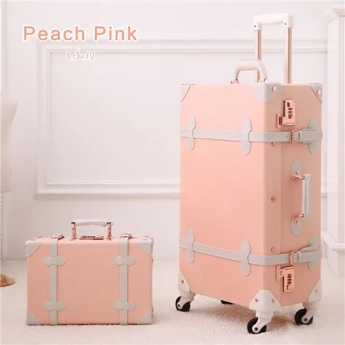 20"22"24"26" Drawbars&Pu Leather Retro Luggage Scratch Resistant Travel Trolley Case Rolling