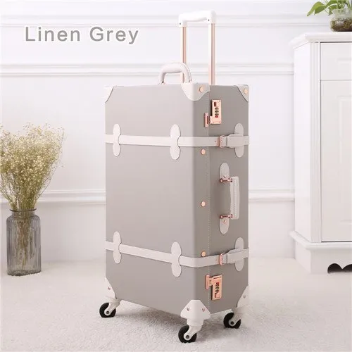 20"22"24"26" Drawbars&Pu Leather Retro Luggage Scratch Resistant Travel Trolley Case Rolling