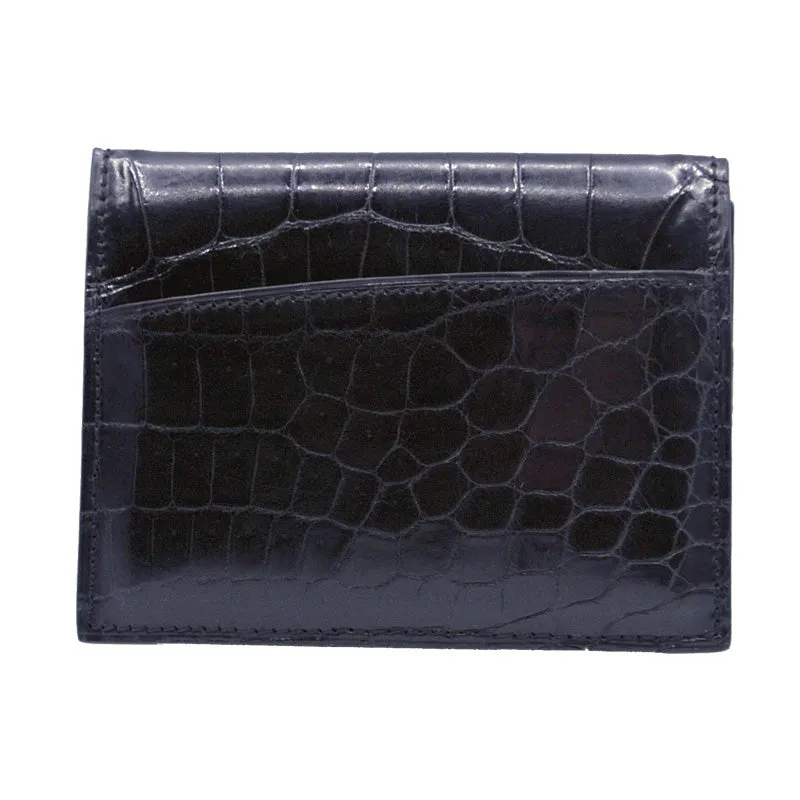 40-672-BLK Gracen Crocodile Card Case, Black