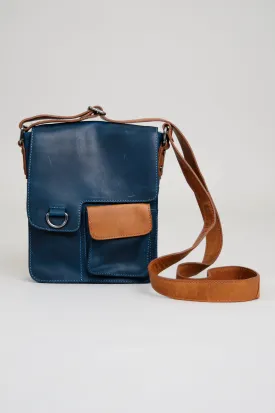 Adrian Klis 1728 Bag, Blue/Tan, Buffalo Leather