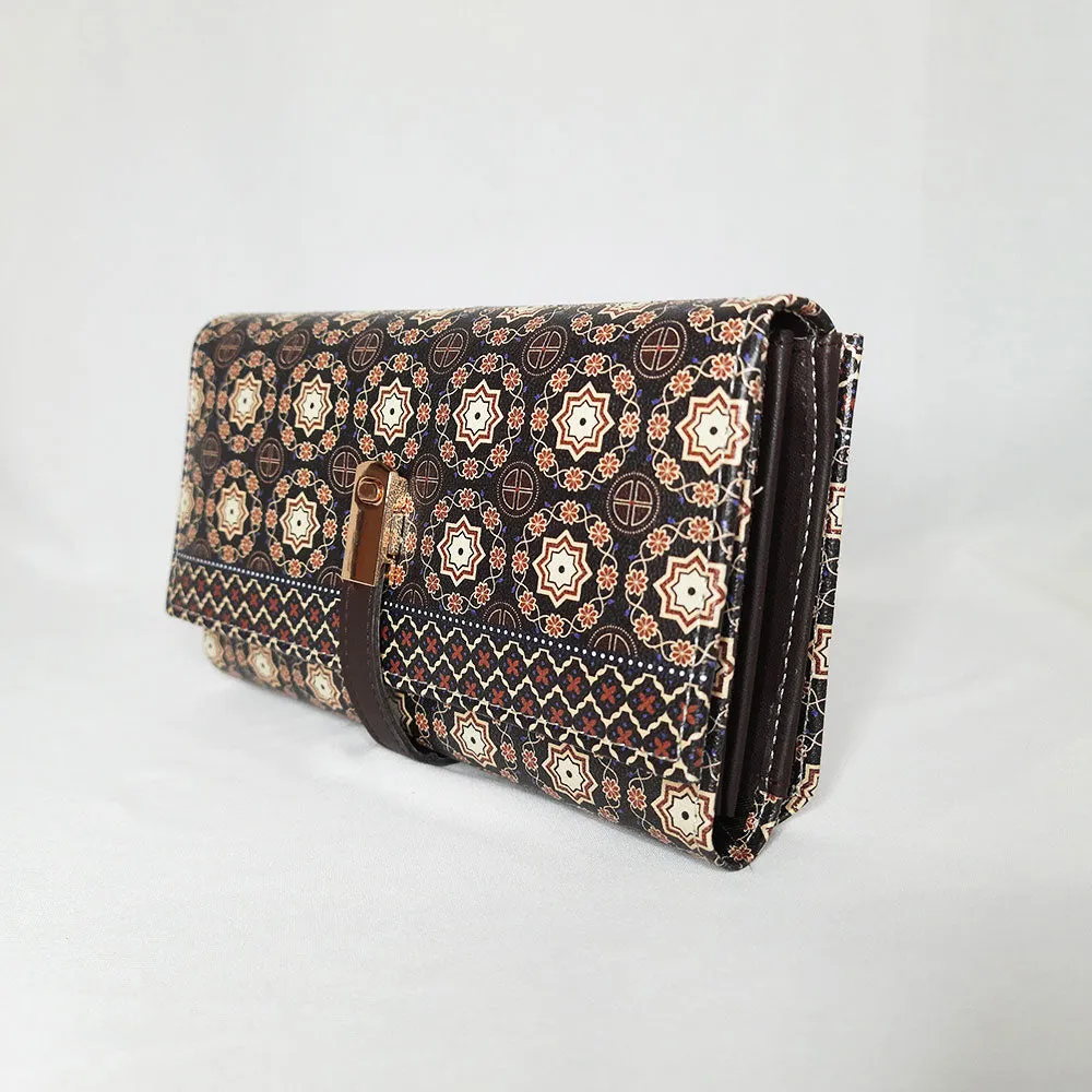 Ajrakh Wallet with Mobile case (Brown)