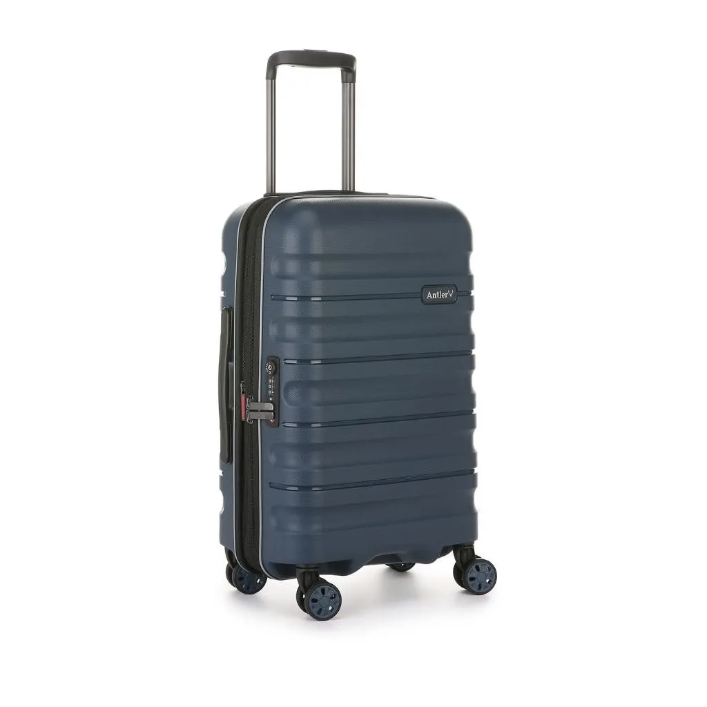 Navy Antler Lincoln 56cm Hardsided Carry-On Luggage - Ideal Size for Travel