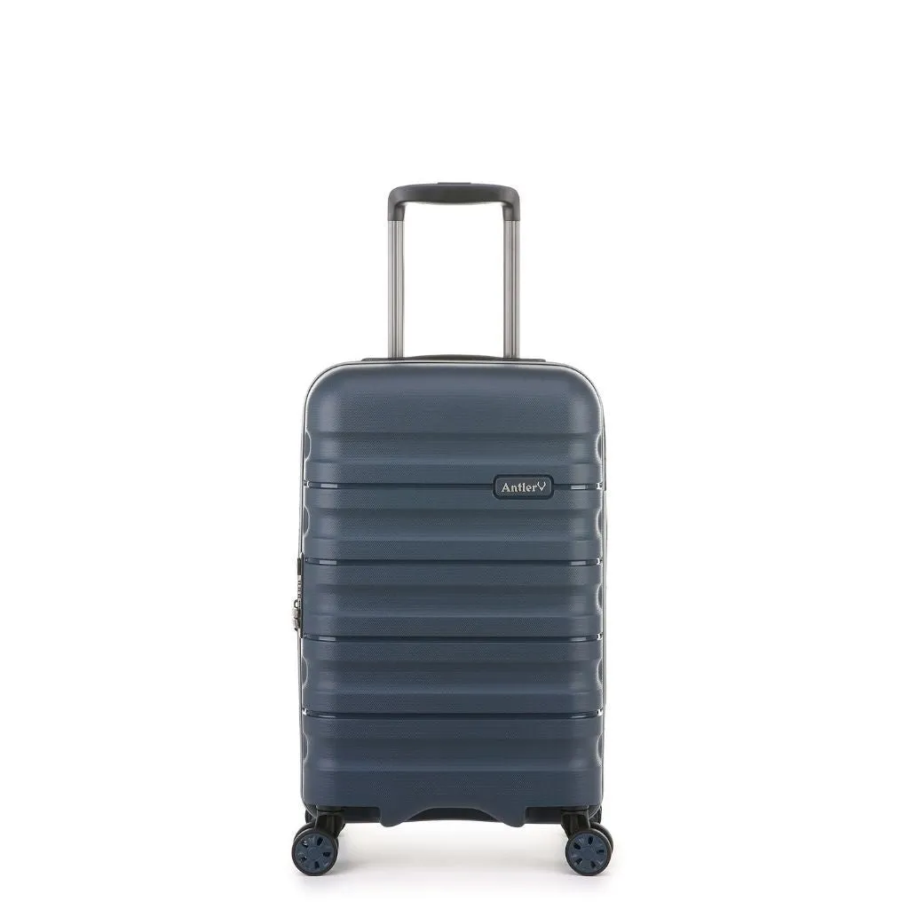 Navy Antler Lincoln 56cm Hardsided Carry-On Luggage - Ideal Size for Travel