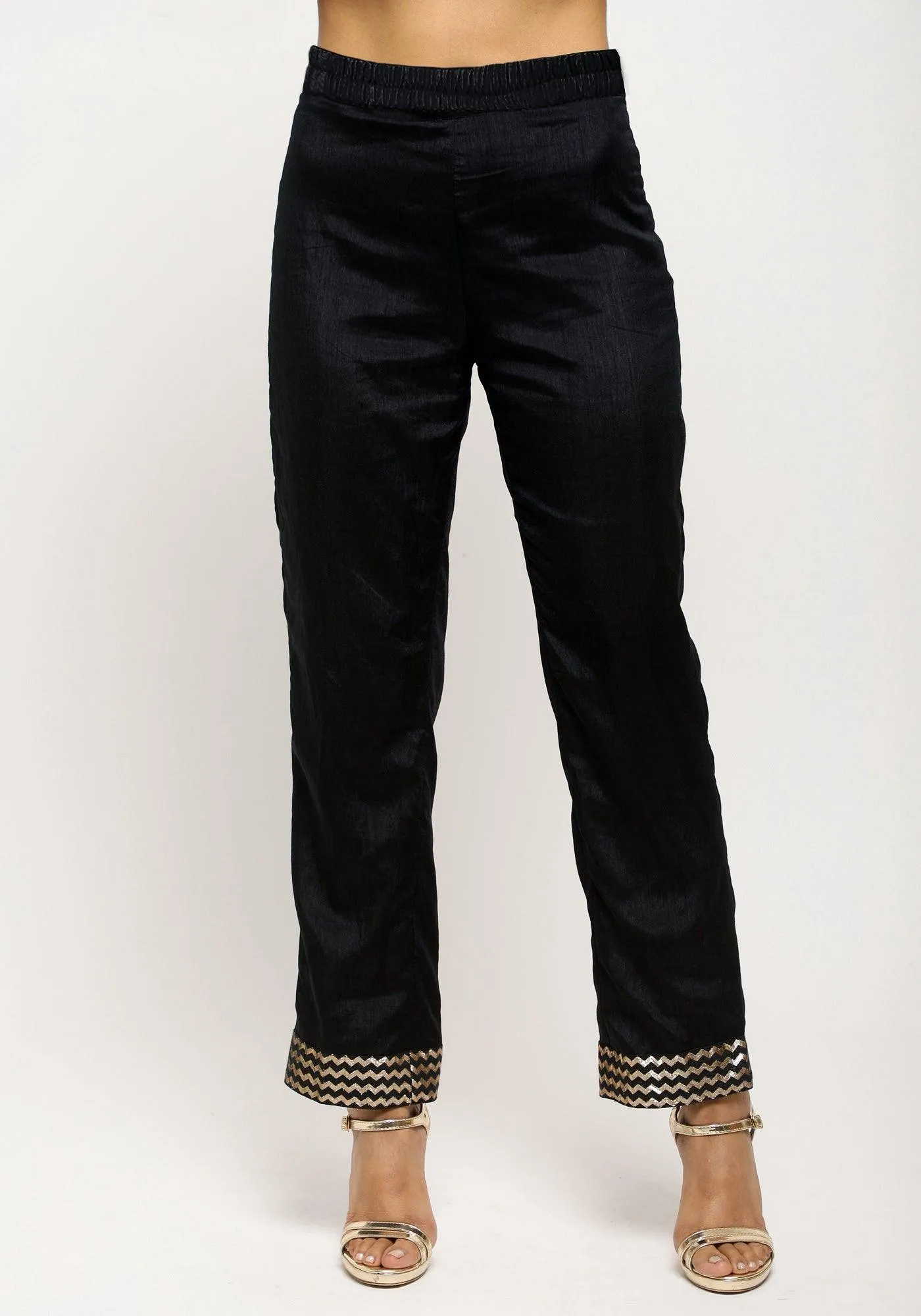 Black Laced Kurta- Foil Pant