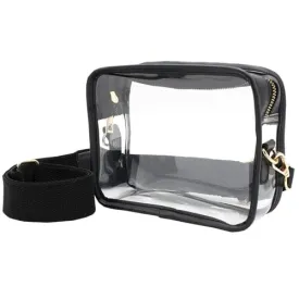 Clear Camera Crossbody Stadium Purse with Black Accents