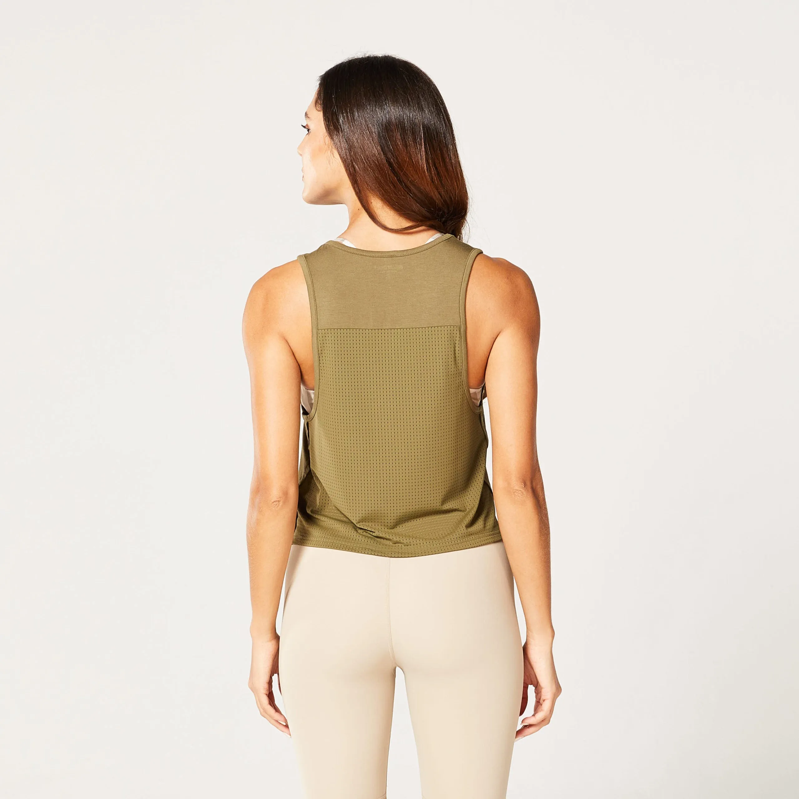 Code Mesh Back Tank - Khaki