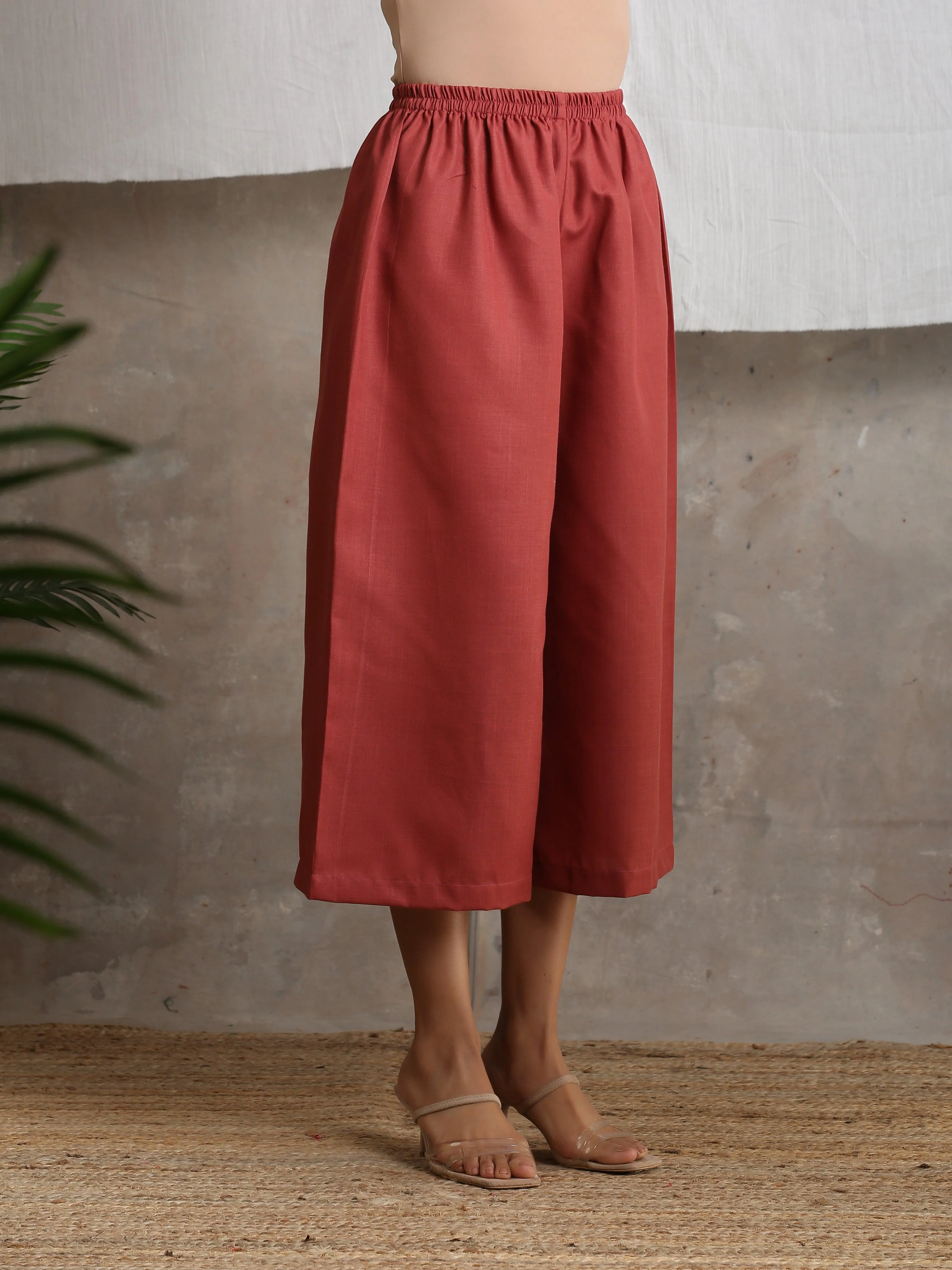 Cotton Linen Barn Red Palazzo