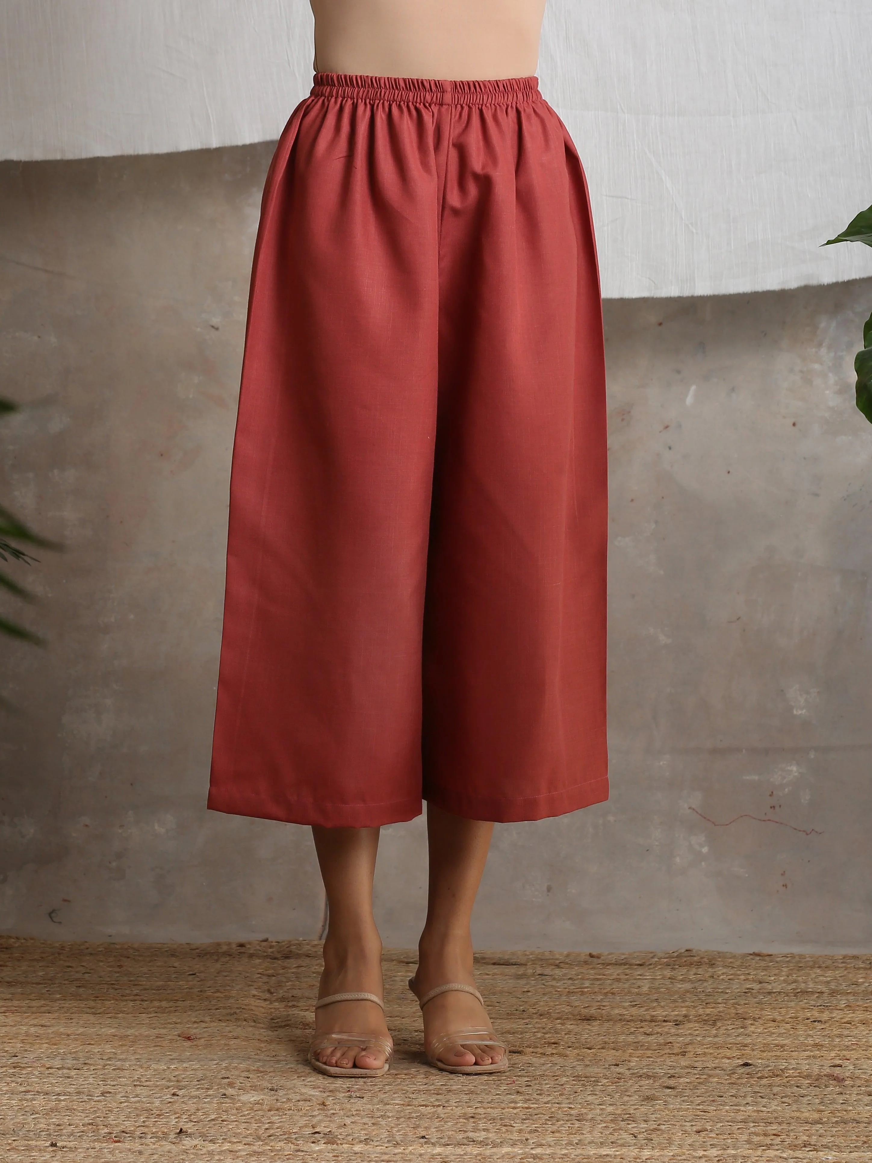 Cotton Linen Barn Red Palazzo