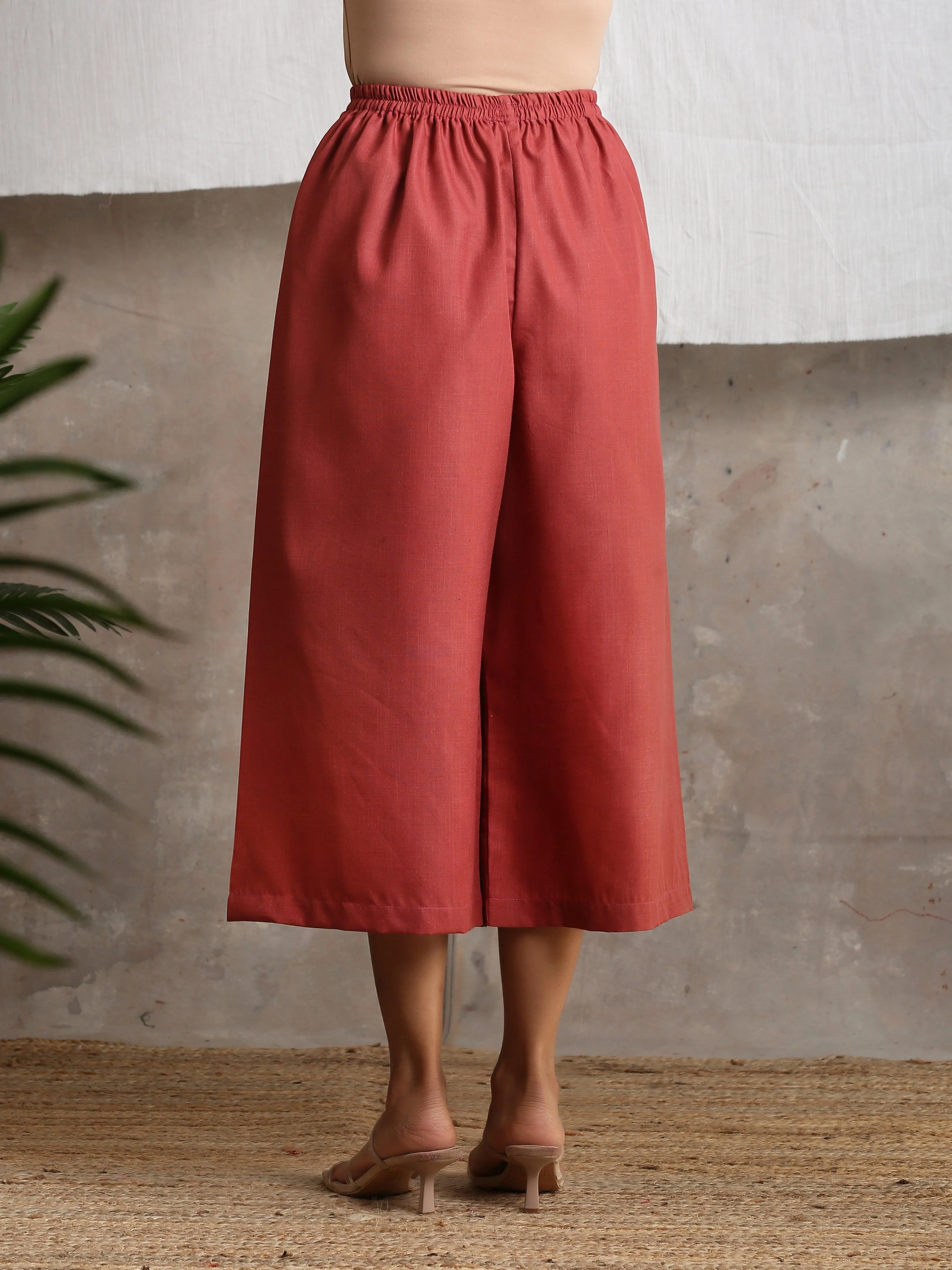 Cotton Linen Barn Red Palazzo