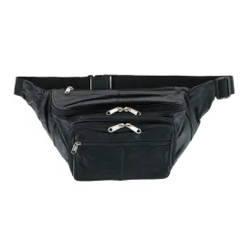 CTM® Leather Large Organizer Fanny Waist Pack