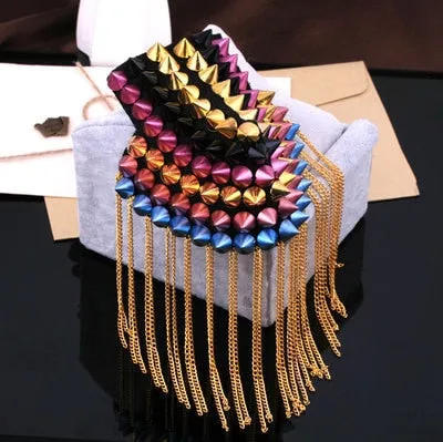 #E112 Jacket Vintage Tassel Chain Epaulette