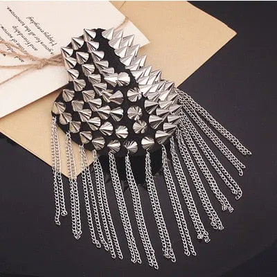 #E112 Jacket Vintage Tassel Chain Epaulette