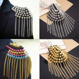 #E112 Jacket Vintage Tassel Chain Epaulette