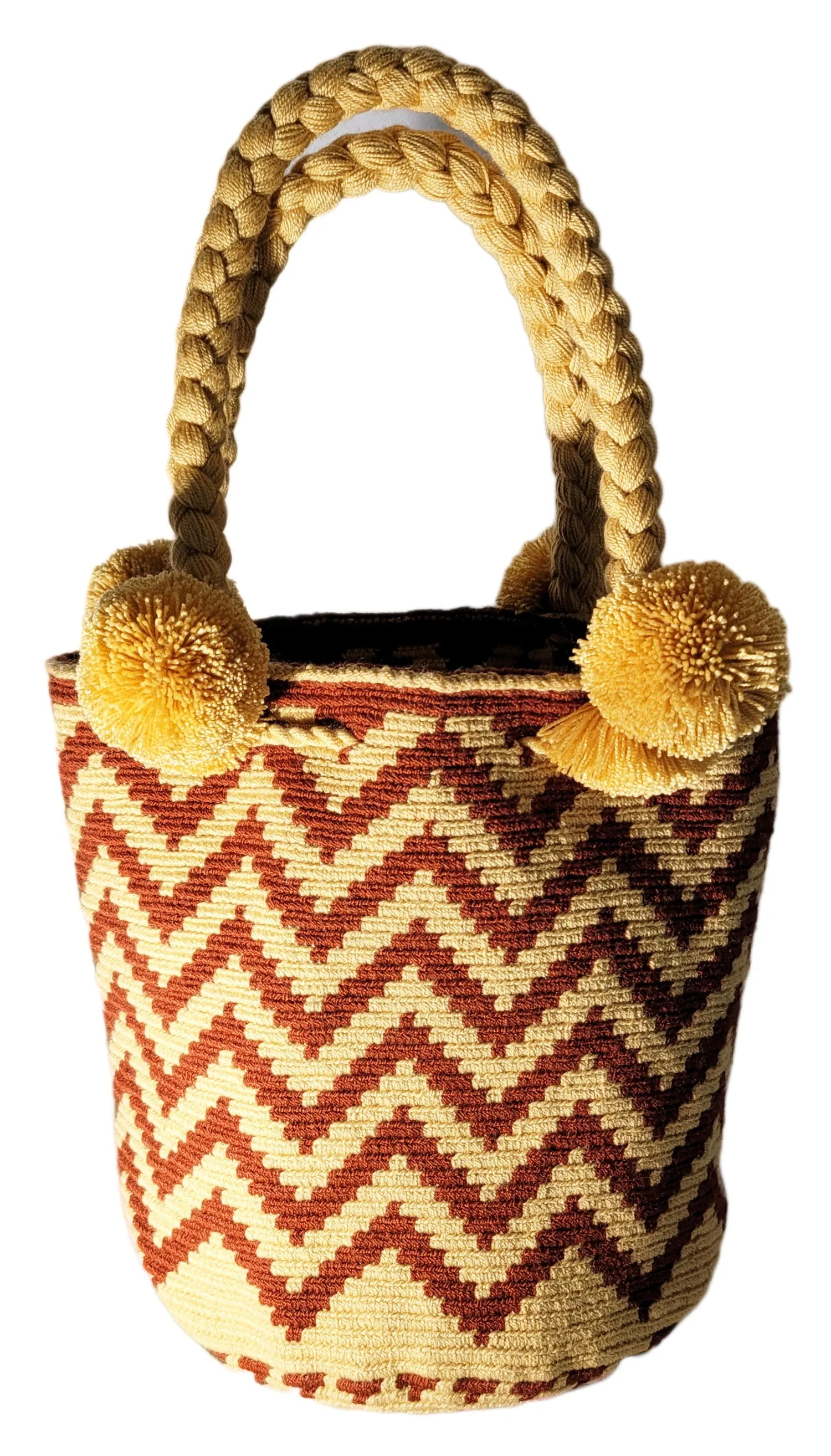 Emilia Medium Short Handle Design PomPom Mochila