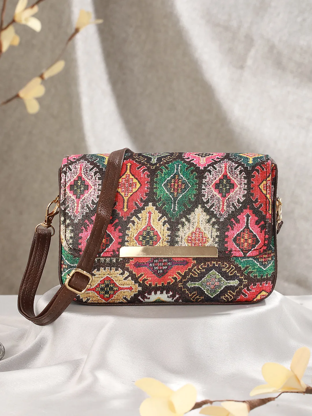 Ethnic Motifs Printed Structured Sling Bag