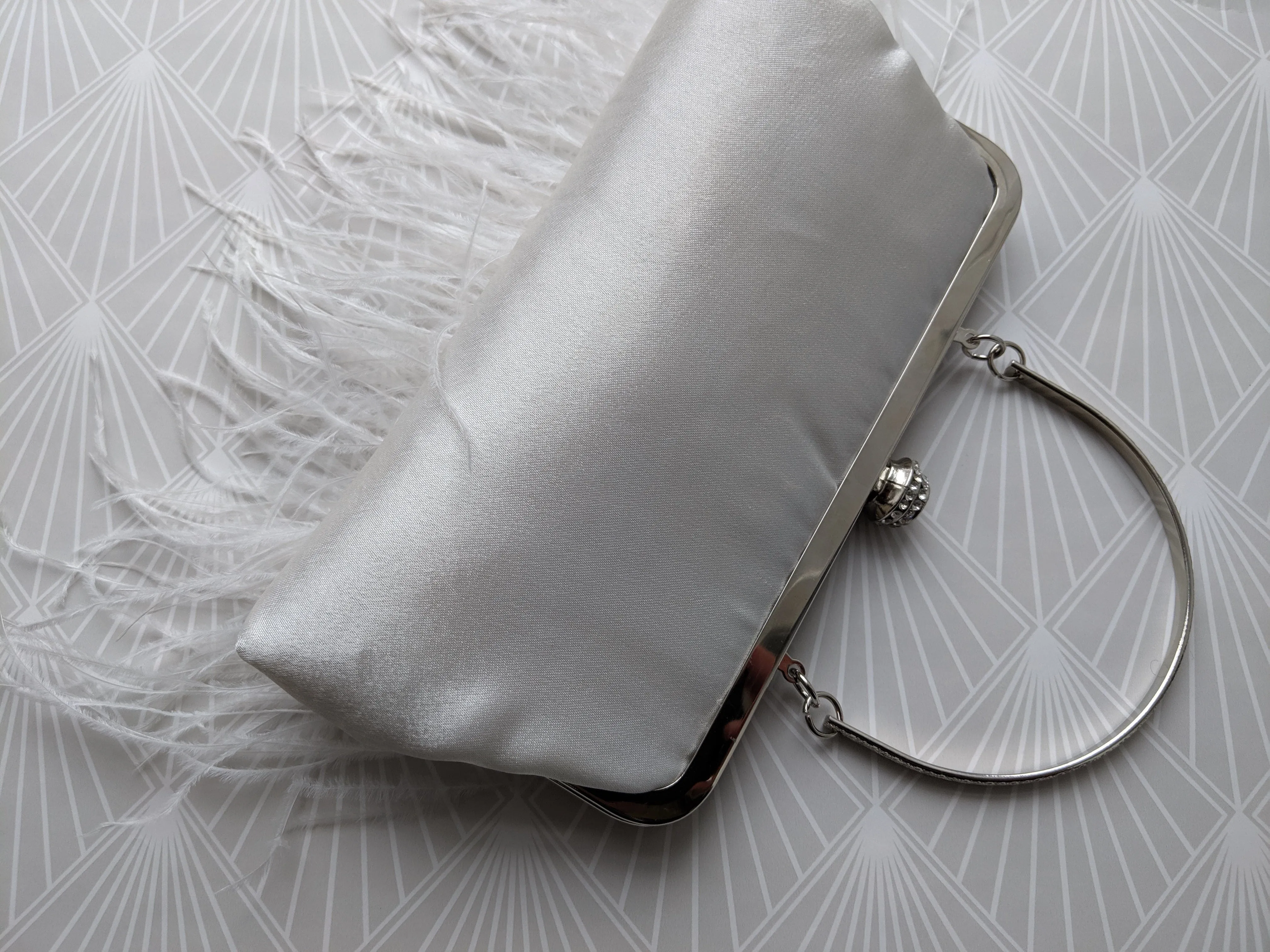 Feather bag with diamante clasp: bag for bride