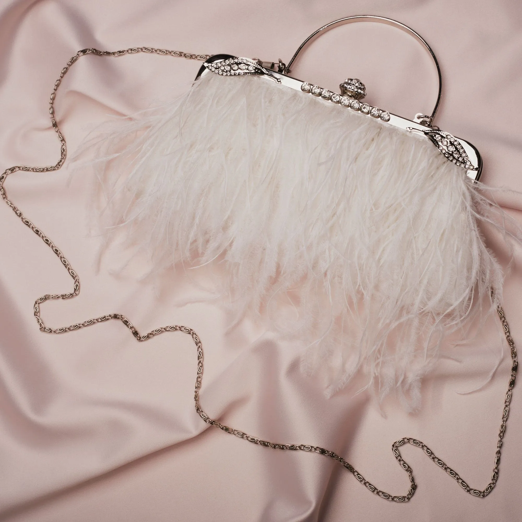 Feather bag with diamante clasp: bag for bride