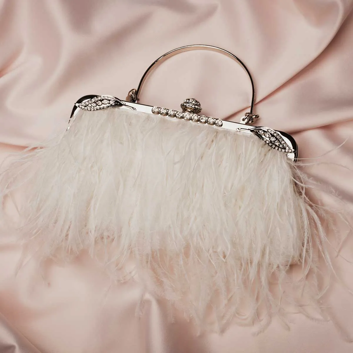 Feather bag with diamante clasp: bag for bride