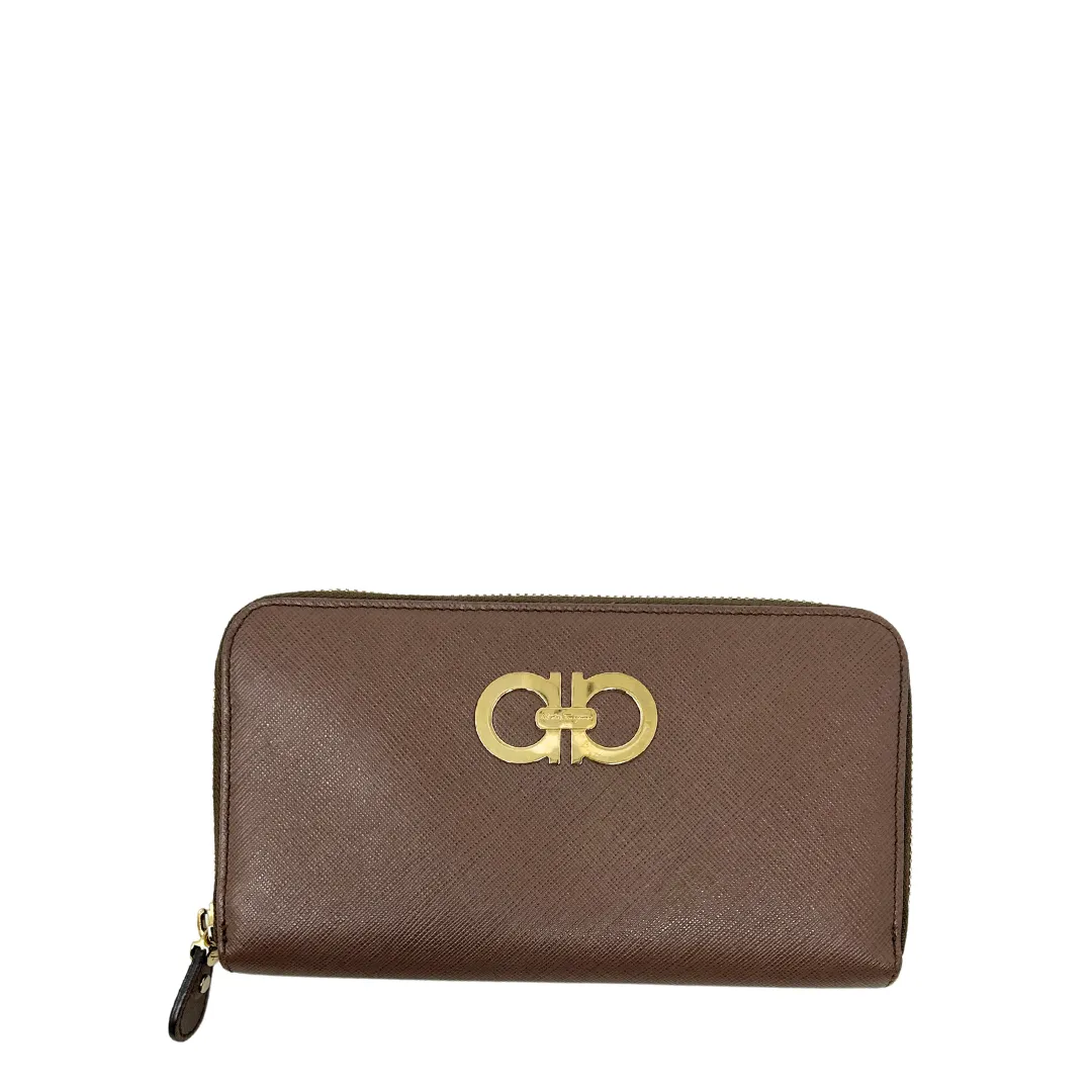 Ferragamo Double Gancini Zip Wallet