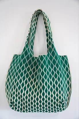 Green & Cream Chain Tote