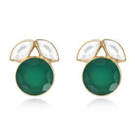 Green LOVE SILVER STUDS