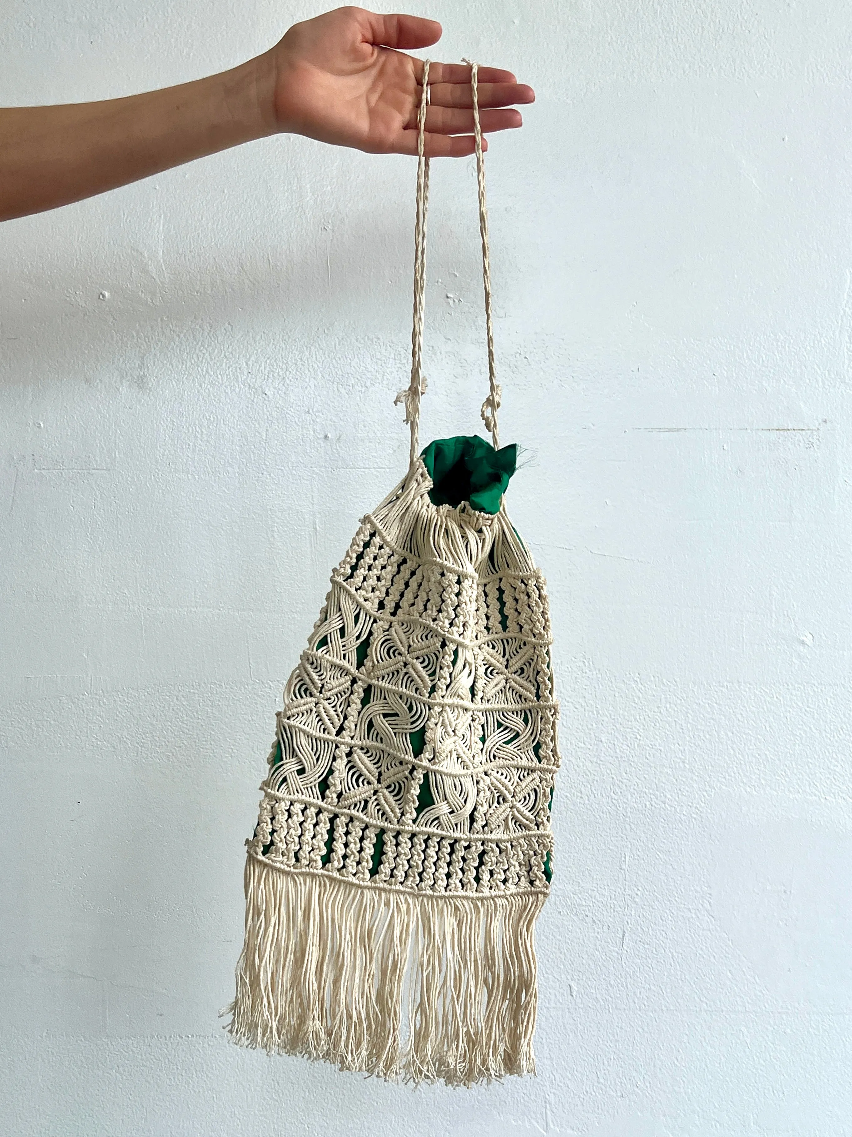 Green Silk Macrame Purse