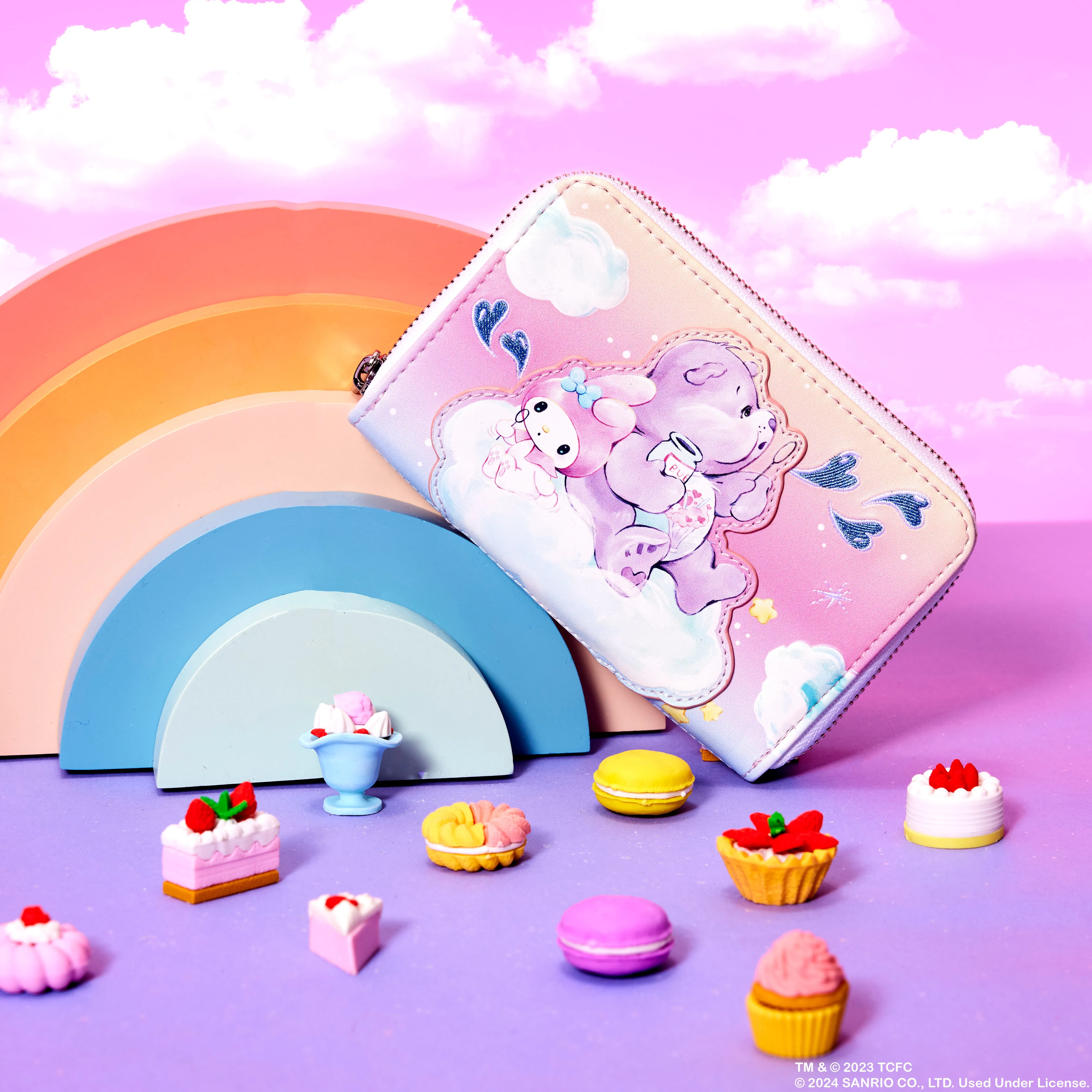 Hello Kitty and Friends x Care Bears Zip Around Wallet with Care-A-Lot Design