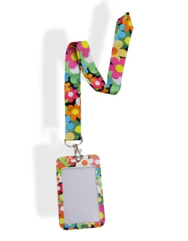 Hippie Flower Lanyard with ID Tag