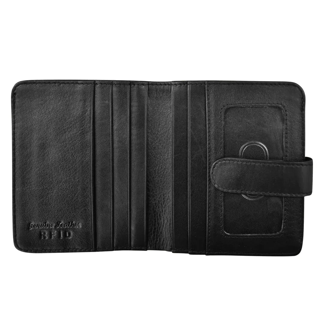 ILI NEW YORK 7301 BI-FOLD LEATHER CREDIT CARD WALLET BLACK