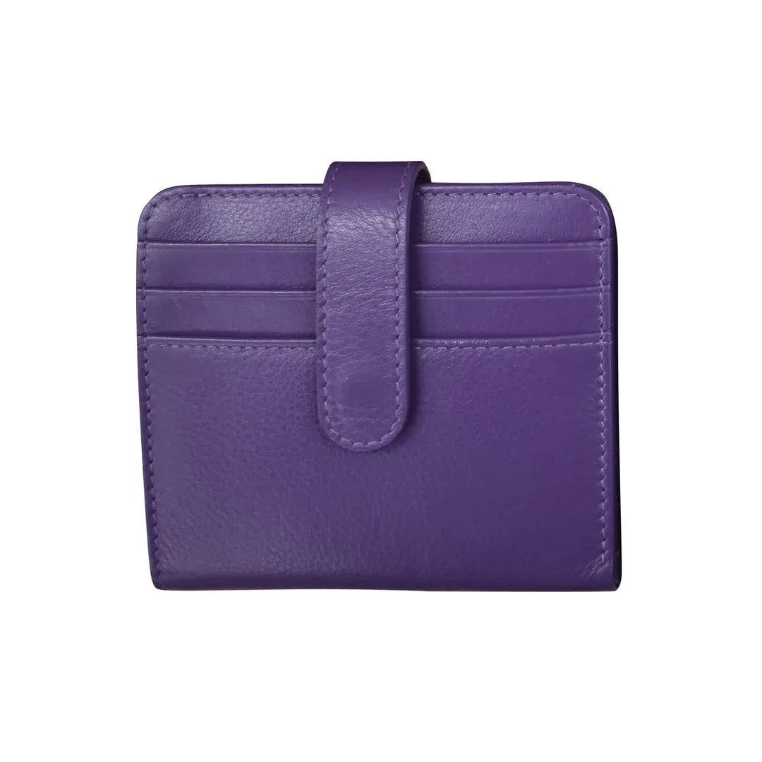 ILI NEW YORK 7301 BI-FOLD LEATHER CREDIT CARD WALLET PURPLE