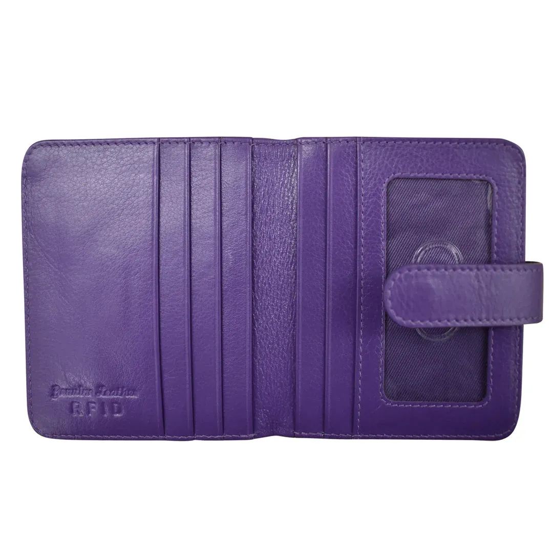 ILI NEW YORK 7301 BI-FOLD LEATHER CREDIT CARD WALLET PURPLE