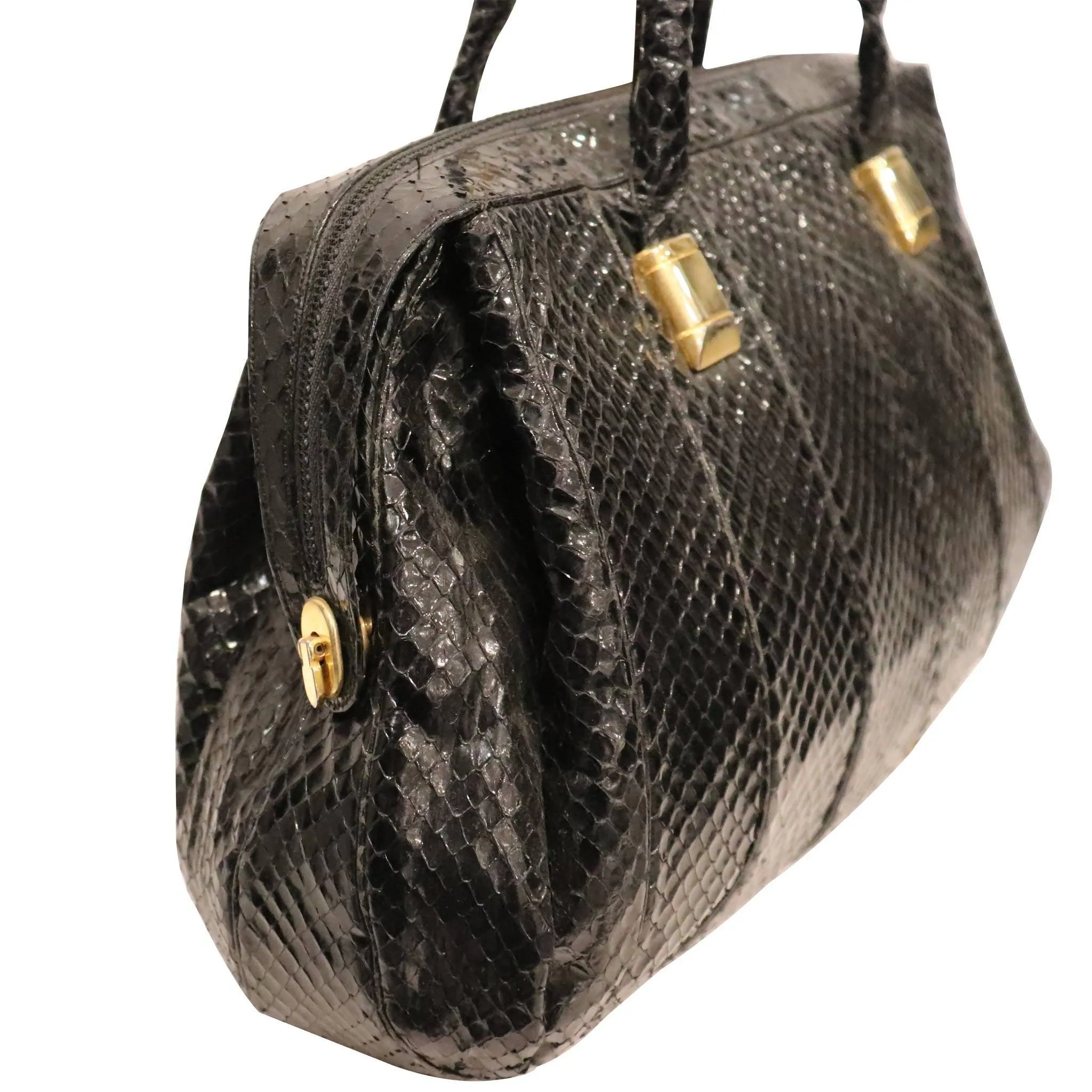 JUDITH LEIBER Black Snakeskin Bag