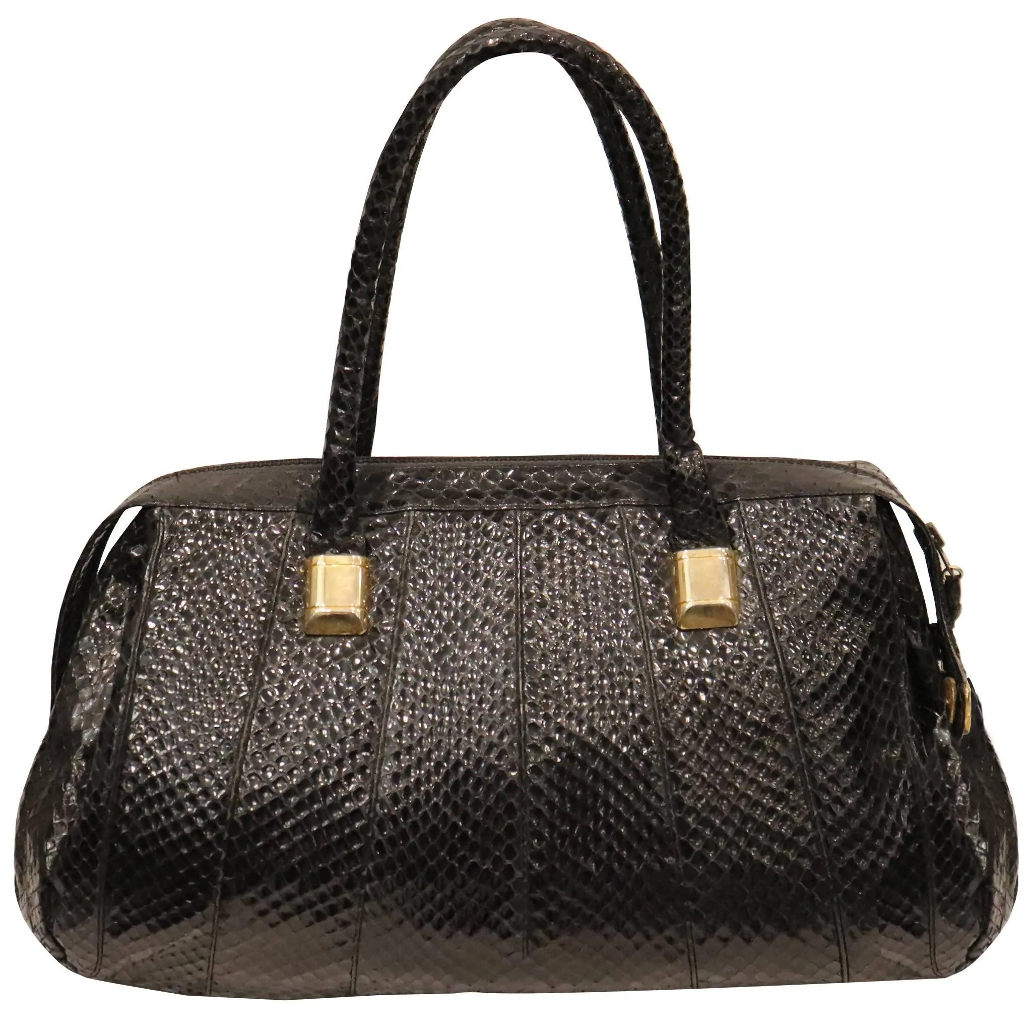 JUDITH LEIBER Black Snakeskin Bag