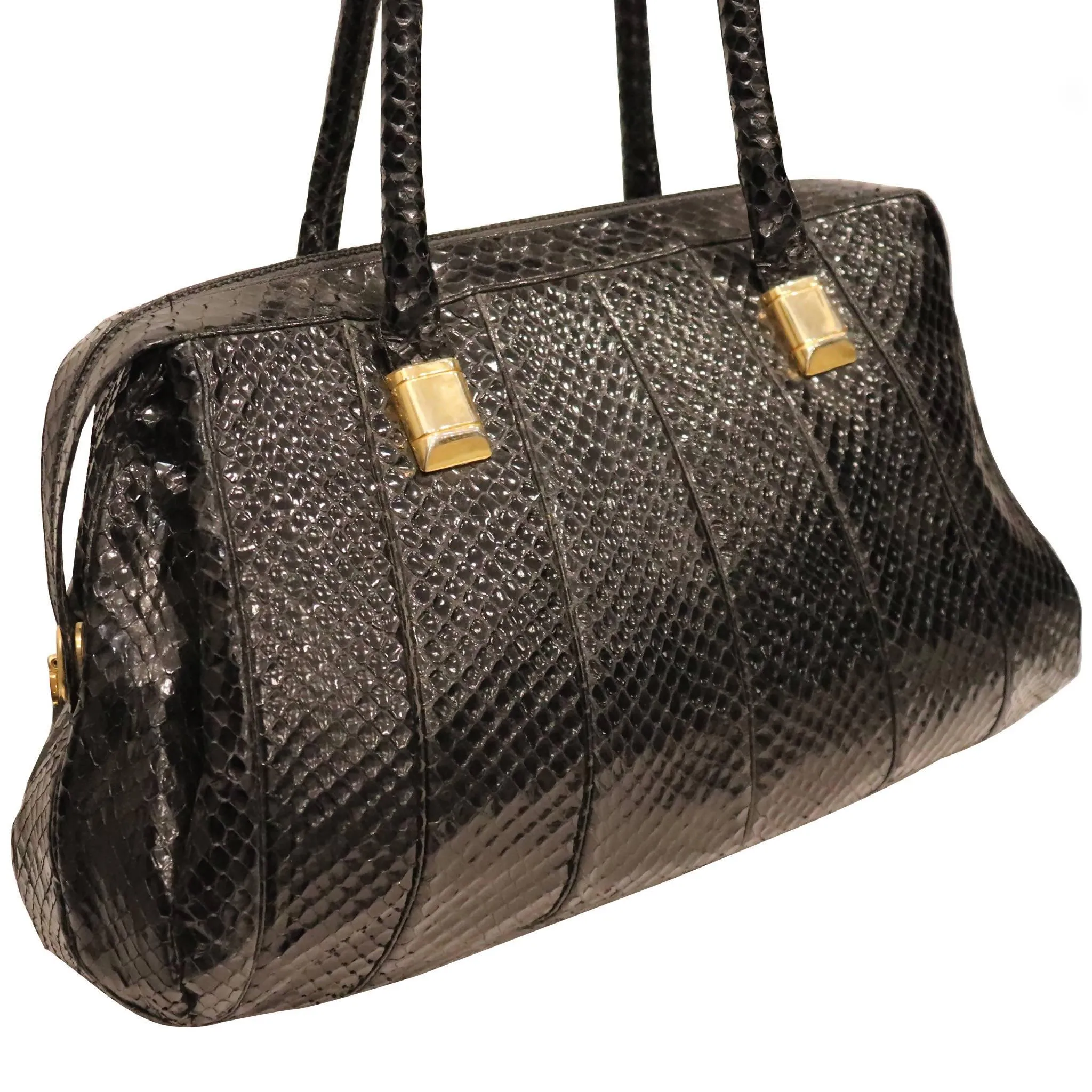 JUDITH LEIBER Black Snakeskin Bag