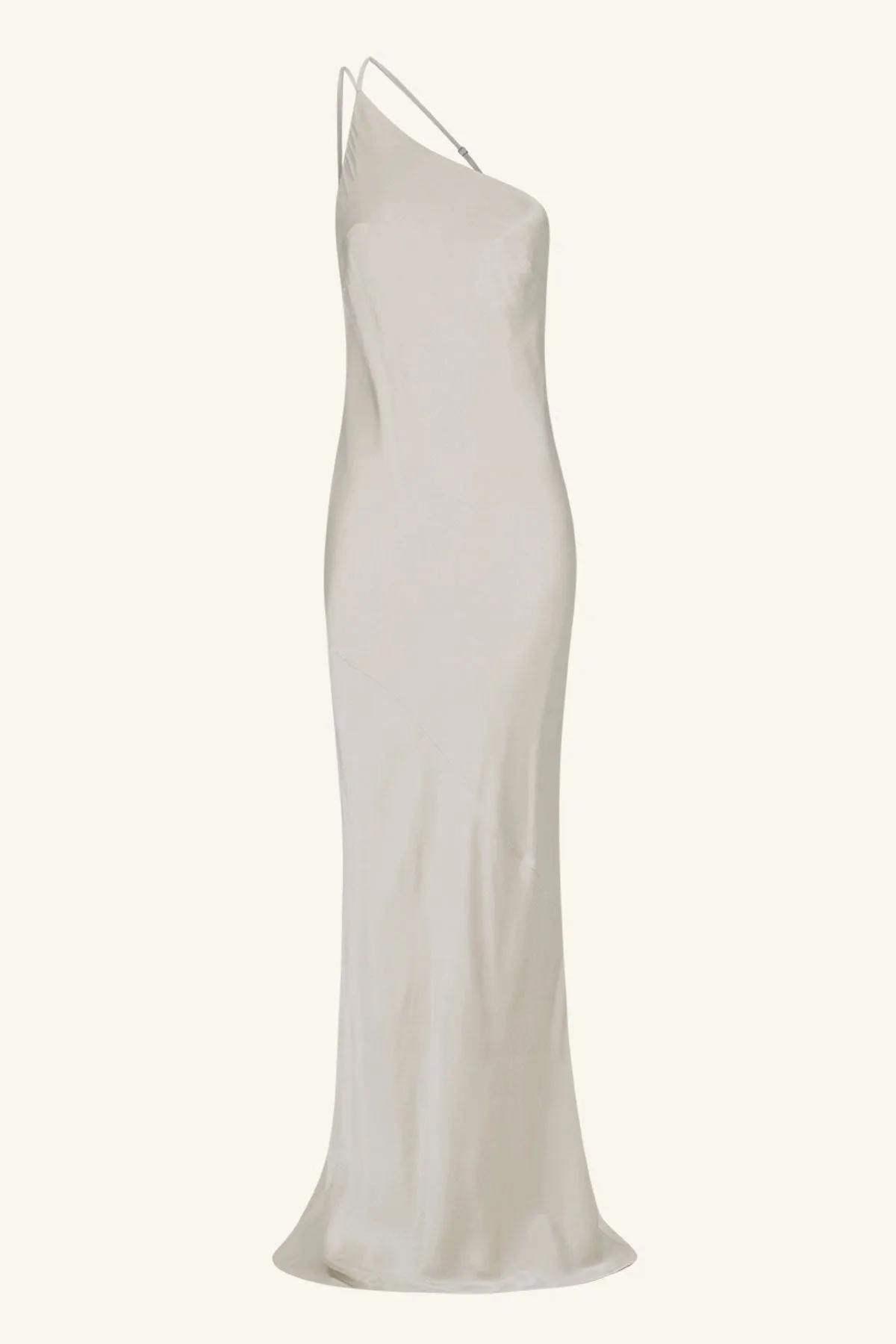 LA LUNE ONE SHOULDER COWL BACK MAXI DRESS - SILVER