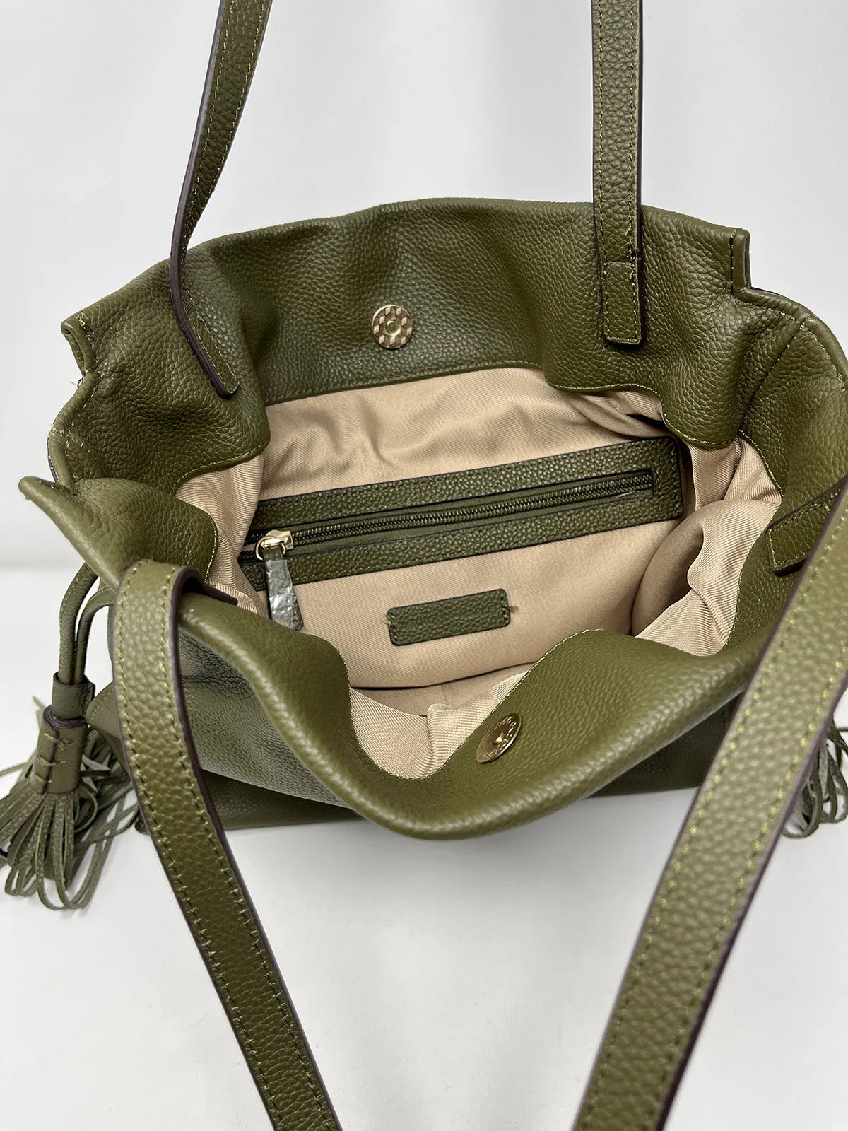 Melrose and Market Olive Leather Satchel NWT