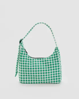 Mini Nylon Shoulder Bag in Green Gingham