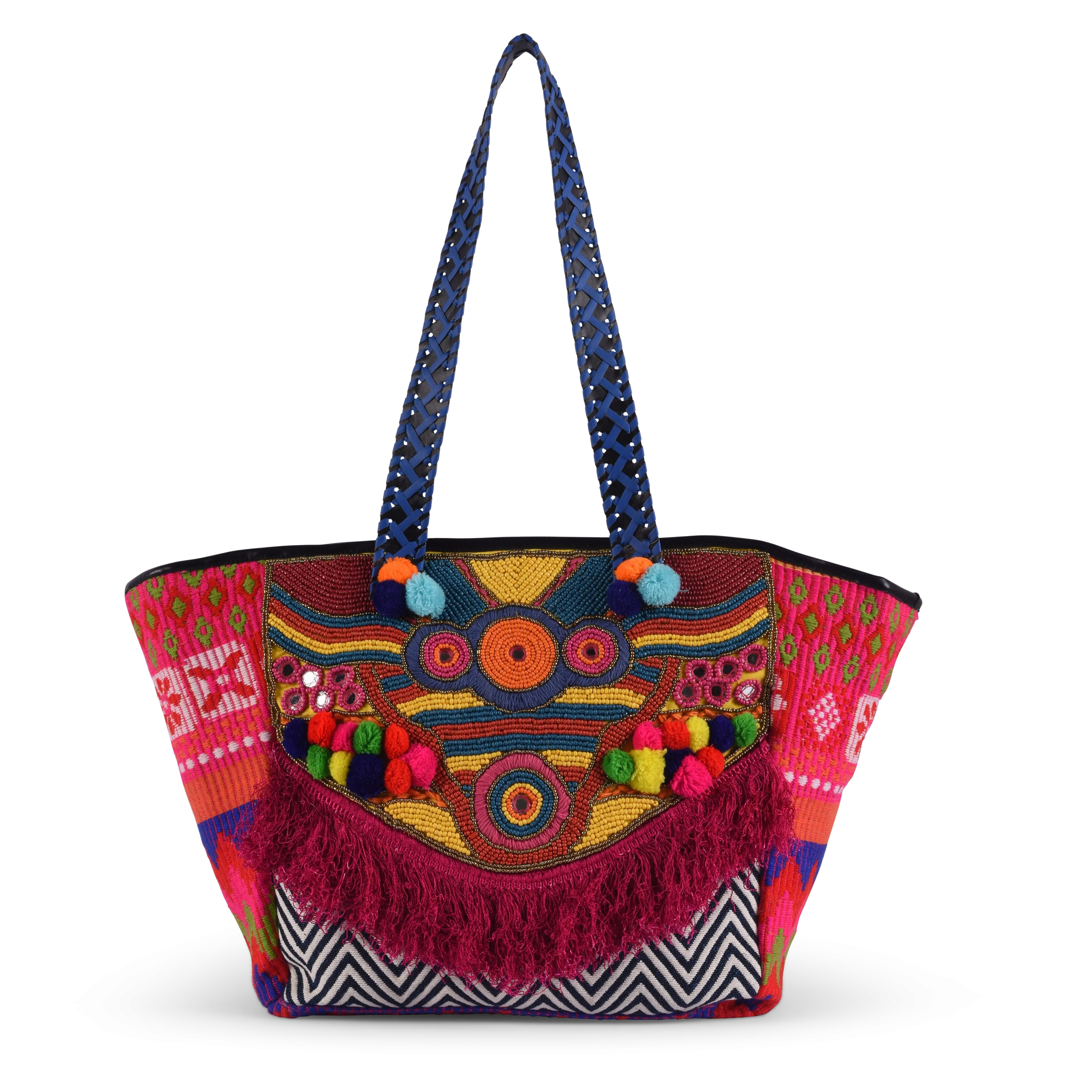 Naina Emebellished Tote - Hot Pink / Multi