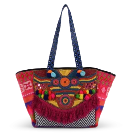 Naina Emebellished Tote - Hot Pink / Multi