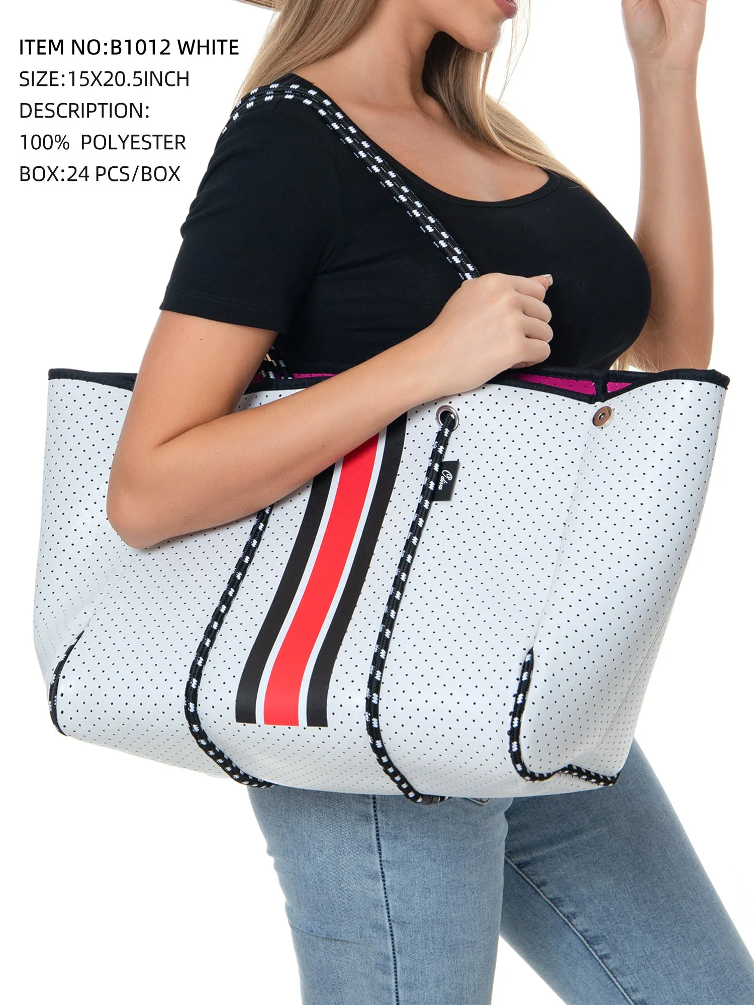 Neoprene Fashion Tote Bag - White