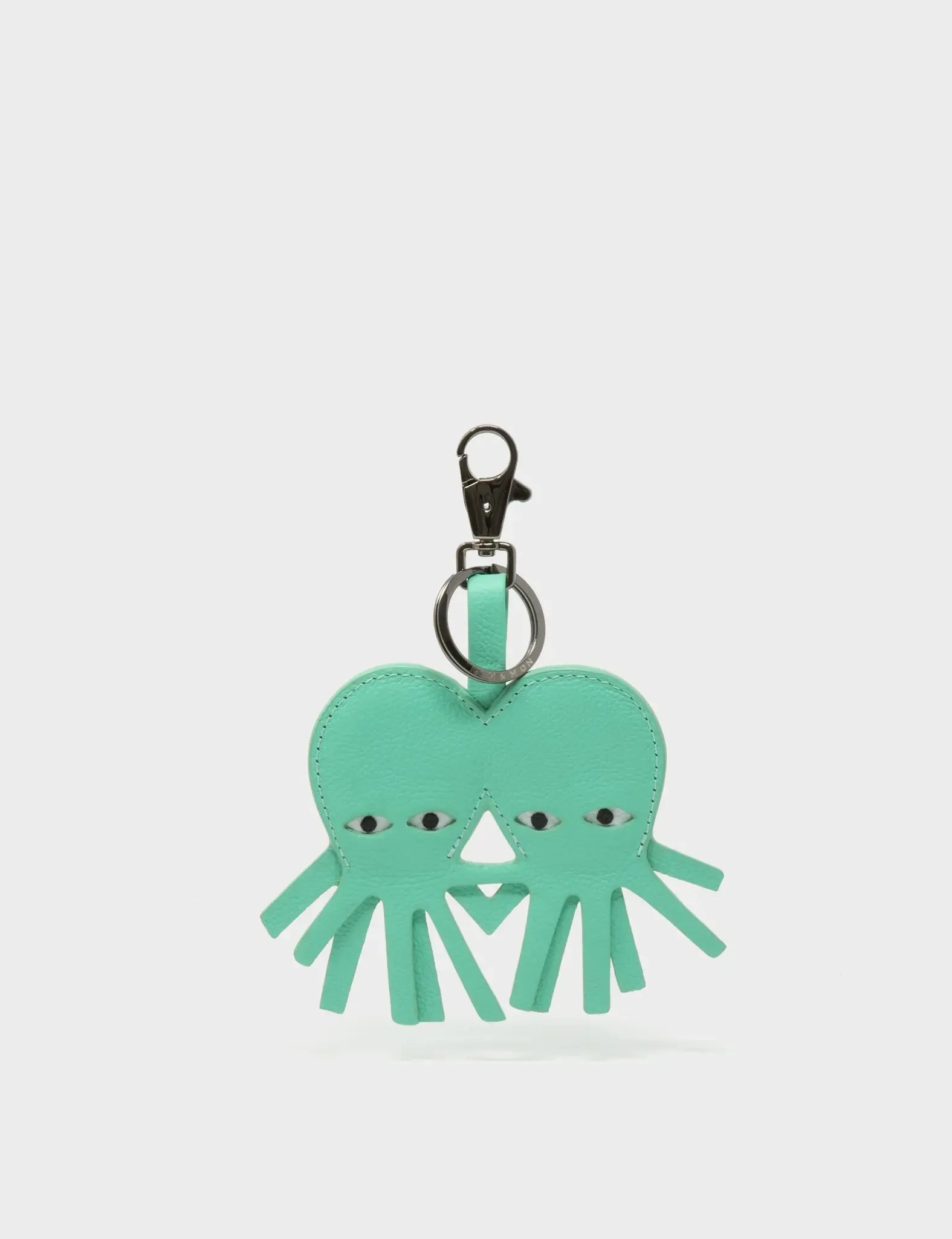 Octotwins Charm - Biscay Green Leather Keychain