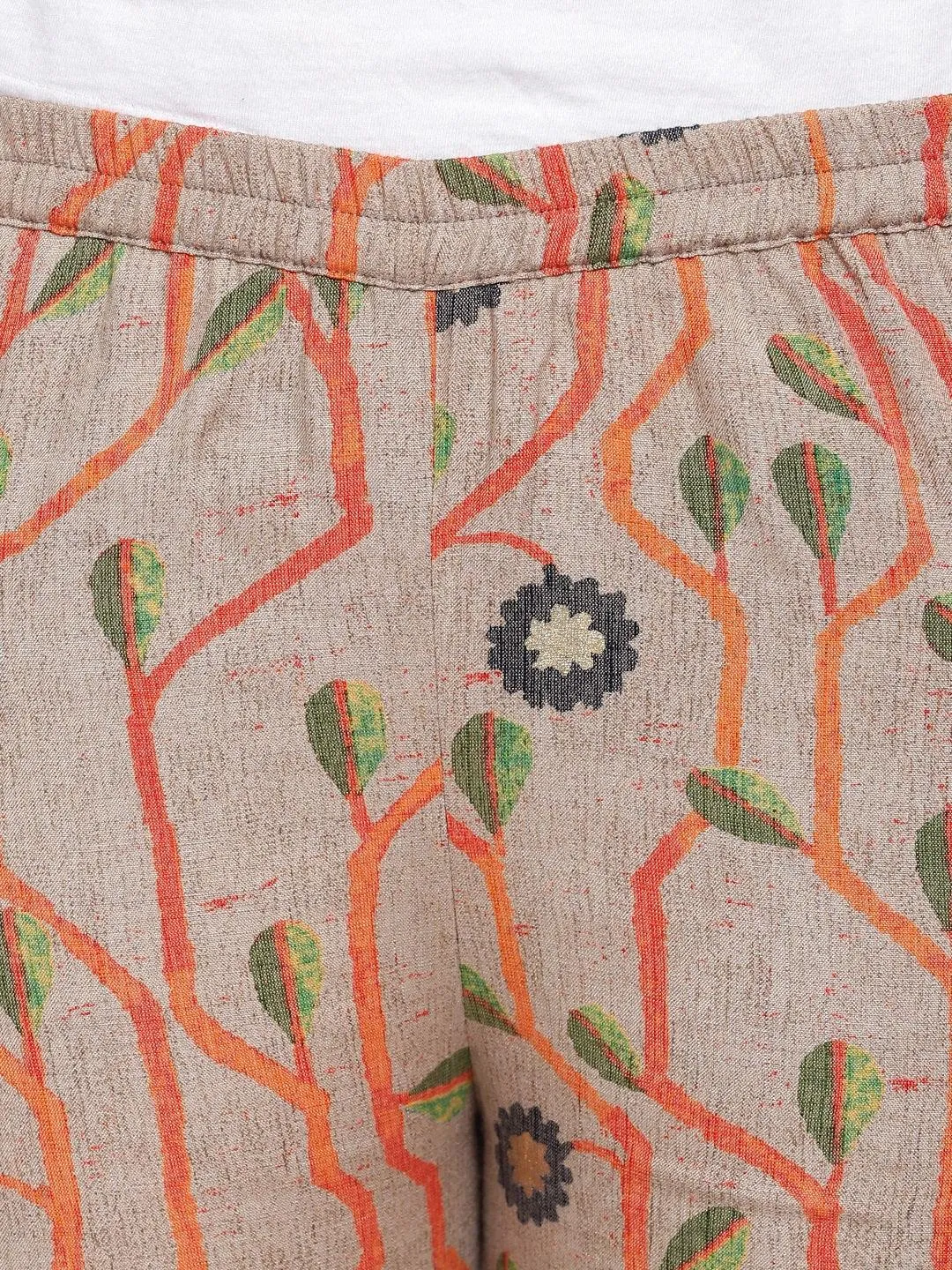 Orange Lace Kurta Stem Foil Pant