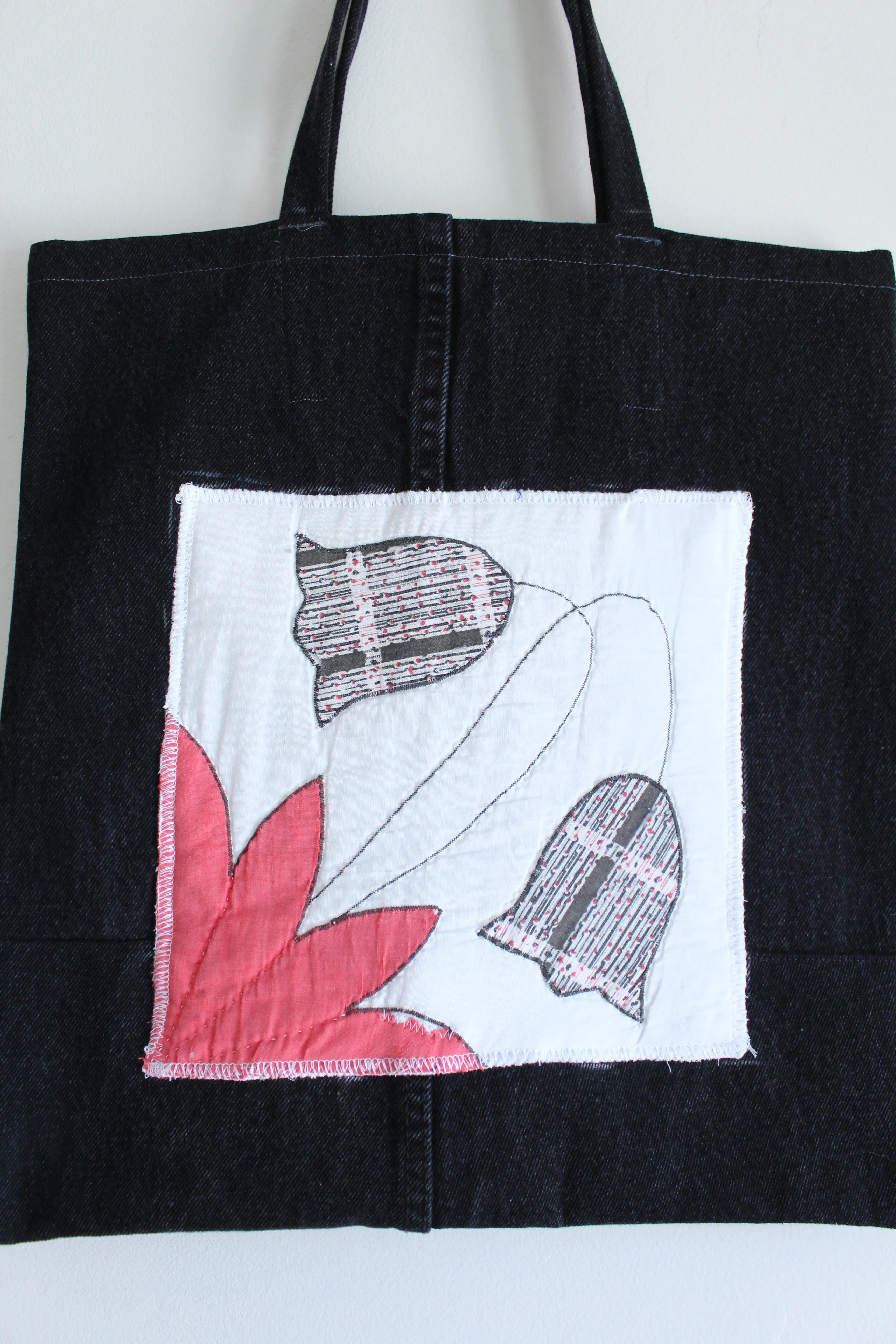 Quilt Patch Upcycled Black Denim Totebags