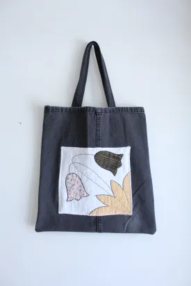 Quilt Patch Upcycled Black Denim Totebags